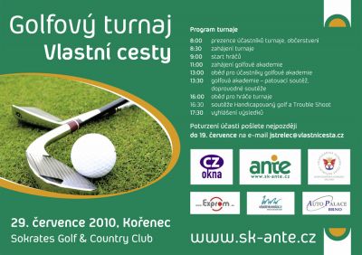 Pozvnka na golfov turnaj poradenskho portlu Vlastn cesta